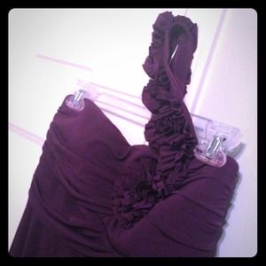 Aubergine long one-strap dress