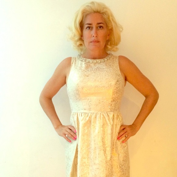 Party dress with jeweled neckline