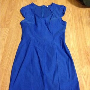 Blue cap sleeve dress