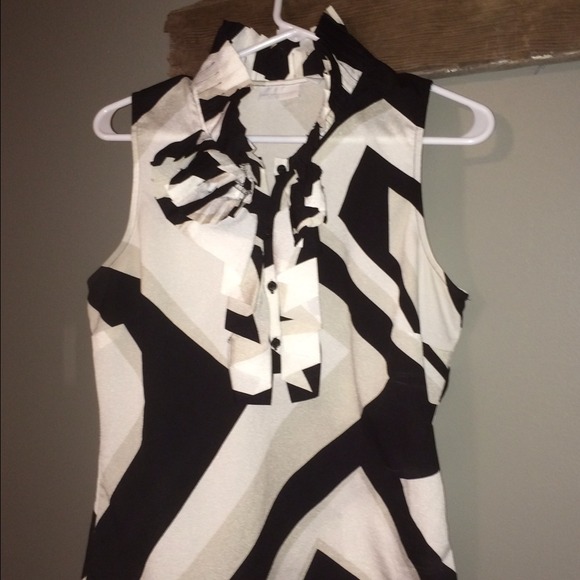 Black White and Tan Blouse