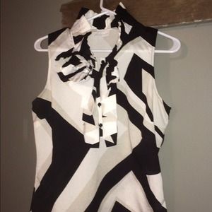 Black White and Tan Blouse