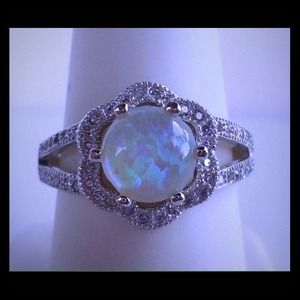 Beautiful genuine opal and sterling silver ring!