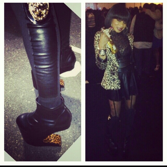 Unseen, Rare,  Faux Leather Knit Knee Highs