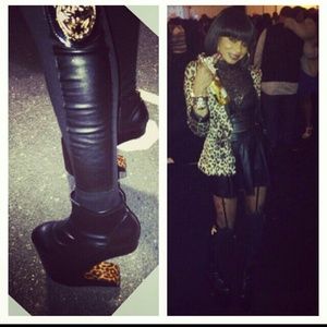 Unseen, Rare,  Faux Leather Knit Knee Highs