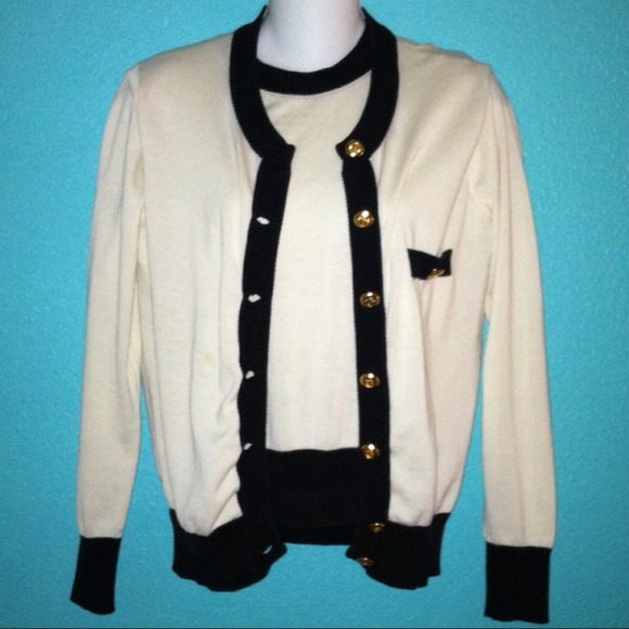 Authentic chanel cardigan & top set.