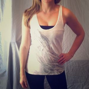 White DC Tank with Feathers