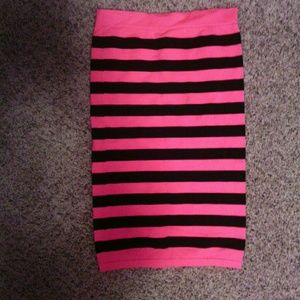 Black and pink striped pencil skirt