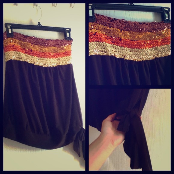 Sequin Strapless Silky Shirt 😍