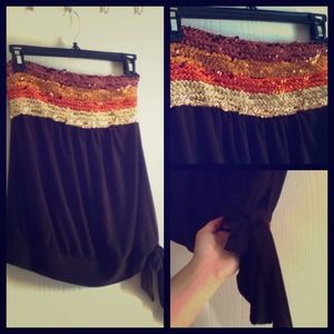 Sequin Strapless Silky Shirt 😍
