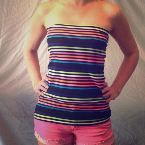 Rainbow Striped Tube Top