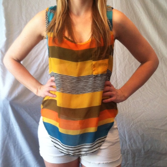 Sheer Open-Back Striped Tank - Picture 2 of 3