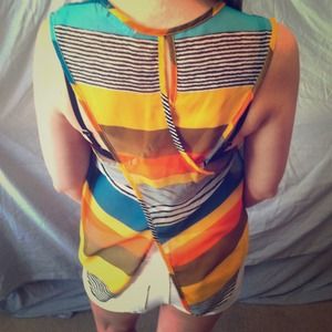 Sheer Open-Back Striped Tank