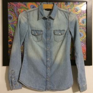 Topshop faded denim button up