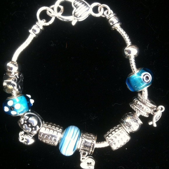 BUNDLED Silver tone bracelet with blue accents - Picture 2 of 2