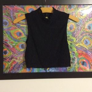 Topshop cropped turtleneck lace top
