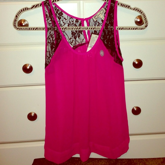 Hot pink sheer tank top