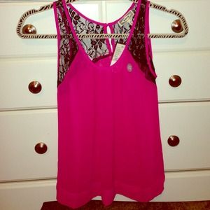 Hot pink sheer tank top