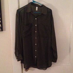 American apparel army green button up