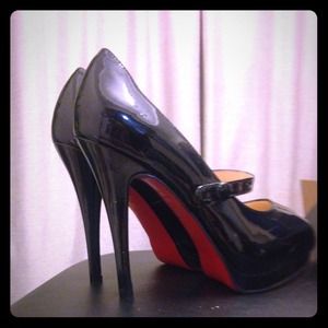Louboutin Inspired Black Patent Mary Jane Heels