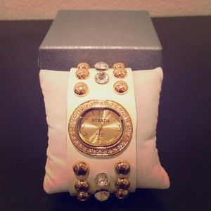 White and Gold Strada Quartz Japan Watch