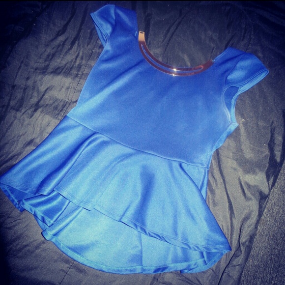 ❗️SOLD❗️Royal Blue Peplum Top High Low