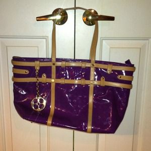 Very big pretty purple and tan purse