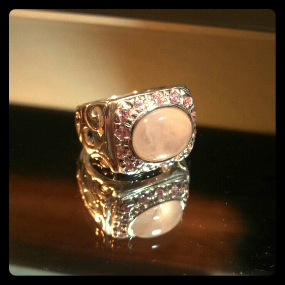 Sterling silver rose quartz pink sapphire ring