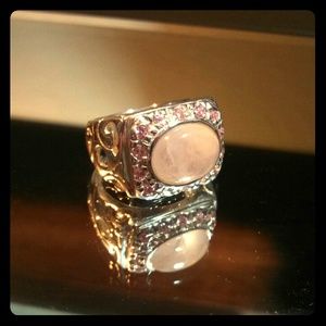 Sterling silver rose quartz pink sapphire ring