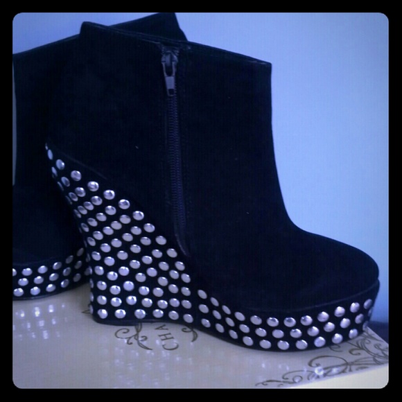 Silver Studded Velvet Ankle Boots~7.5