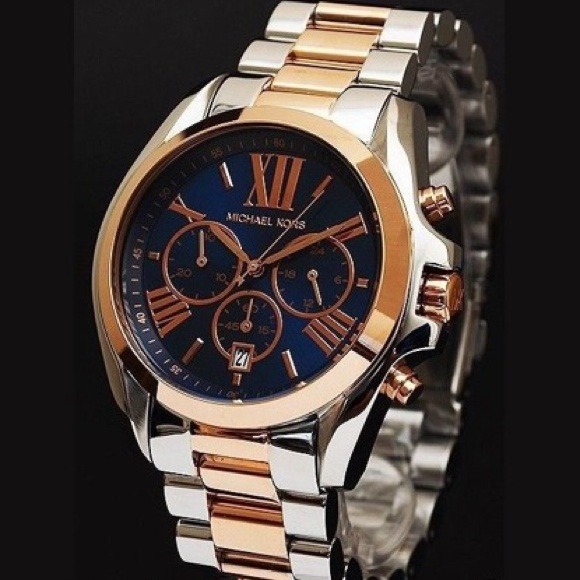 Auth Micheal Kors Watch Silver/Rose Gold +Box&Book