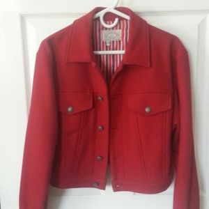 Armani Jeans Red Wool crop jacket
