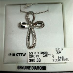 Diamond Coss necklace in sterling silver