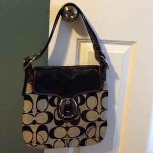 Authentic Coach black/grey/silver jacquard hobo