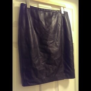 Michael Kors black leather knee length skirt.