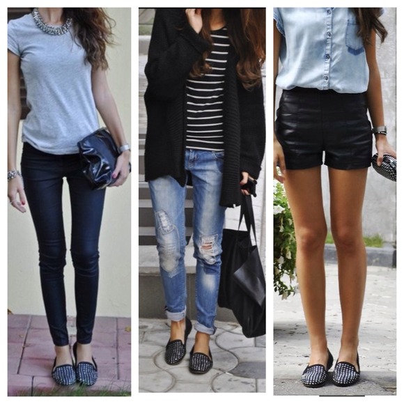 Black Studded Loafers
