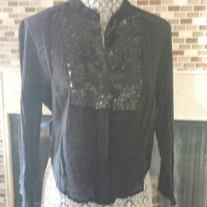NEW ROMNTICS SEQUINED BLACK COTTON SHIRT..