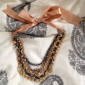 The Limited Ribbon and Metal Necklace