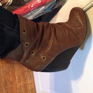 Brown heeled booties