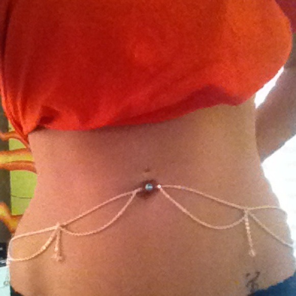 Belly chain belly button ring