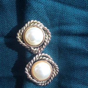 Clip on gold and pearl earrings