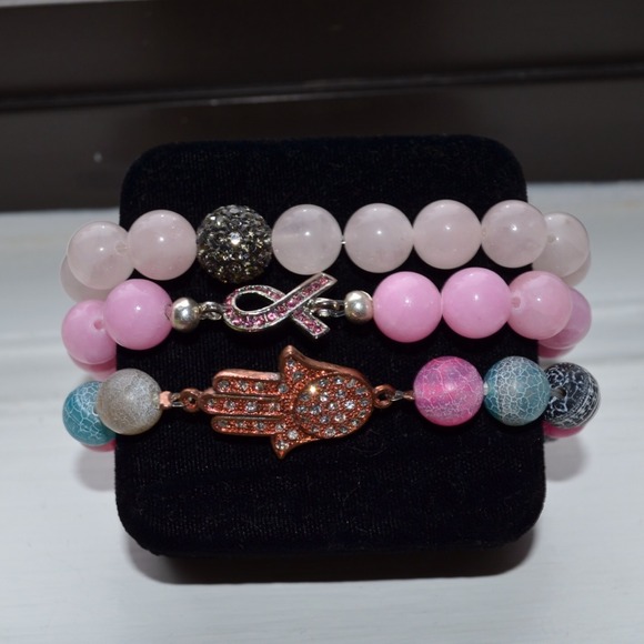 Set of 3 hand made stretch bracelets BRAND NEW