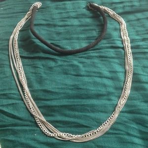 Silver and black long necklace