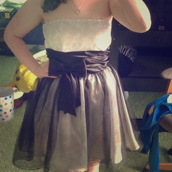 Strapless White and Black Dress