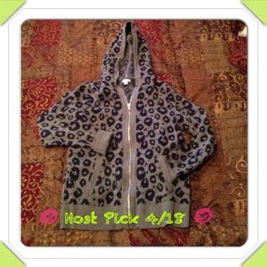 Gray with blue Cheetah sweater hoodie