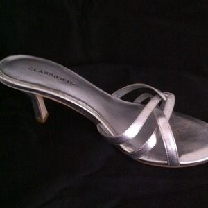 Silver slip heels. REDUCED TODAY ONLY! $10!!!