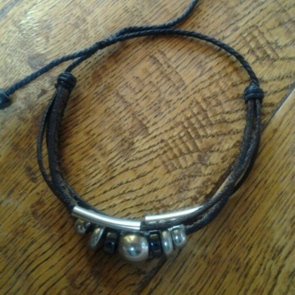 Leather and silver bead bracelet BOGO!!
