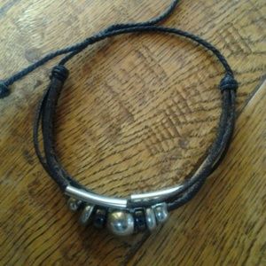 Leather and silver bead bracelet BOGO!!