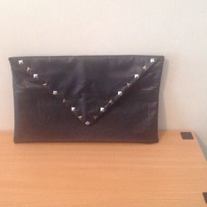 Faux Leather Studded Envelope Clutch