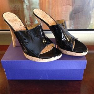 Stuart Weitzman black patent wedge