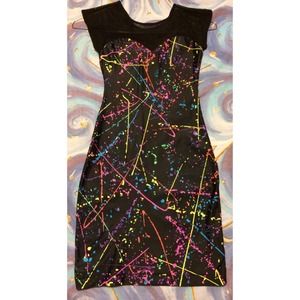 Paint splatter bodycon party dress